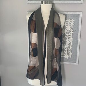 Oscar by Oscar de la Renta silk scarf geometric circles print in earth tones